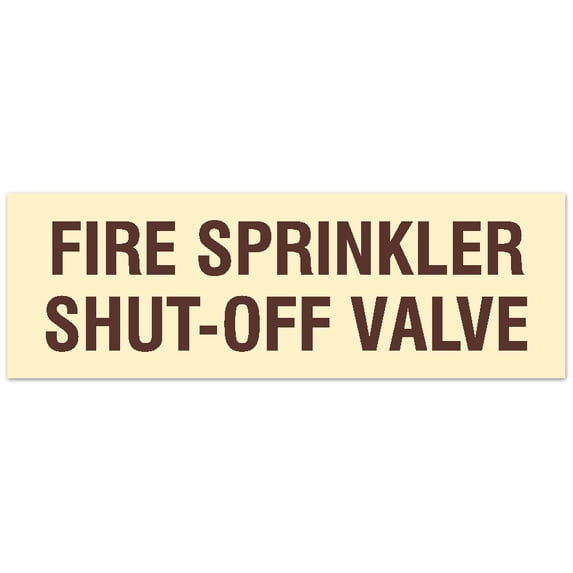Signs ByLITA Basic Fire Sprinkler Shut Off Sign | Easy Installation | Durable Wall or Door Sign (Ivory/Dark Brown) - Large