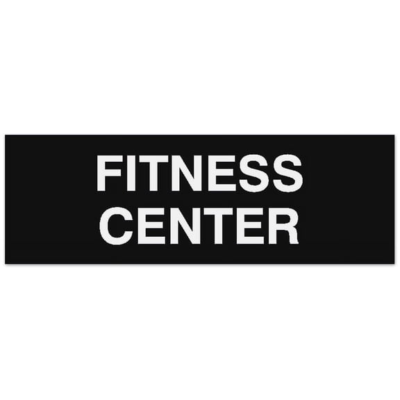 Signs ByLITA Basic Fitness Center Sign - Laser-Engraved Lettering | Durable ABS Plastic | Vibrant Colors | Powerful Foam Tape (Black) - Small