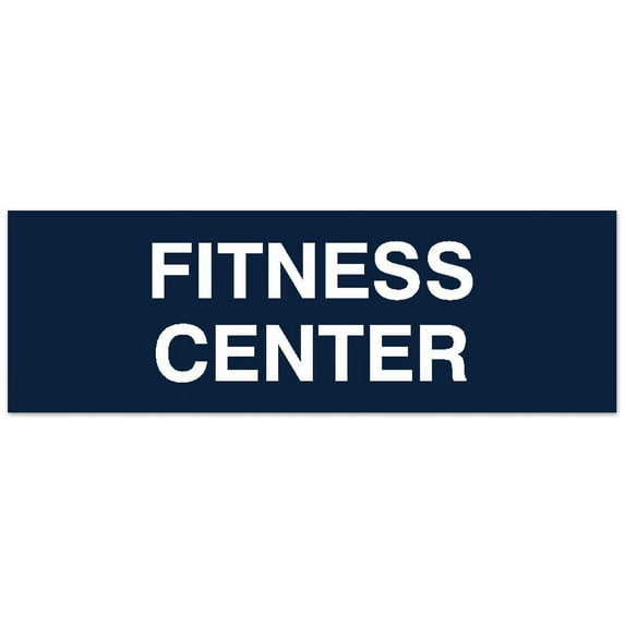 Signs ByLITA Basic Fitness Center Sign - Laser-Engraved Lettering | Durable ABS Plastic | Vibrant Colors | Powerful Foam Tape (Navy Blue / White) - Large
