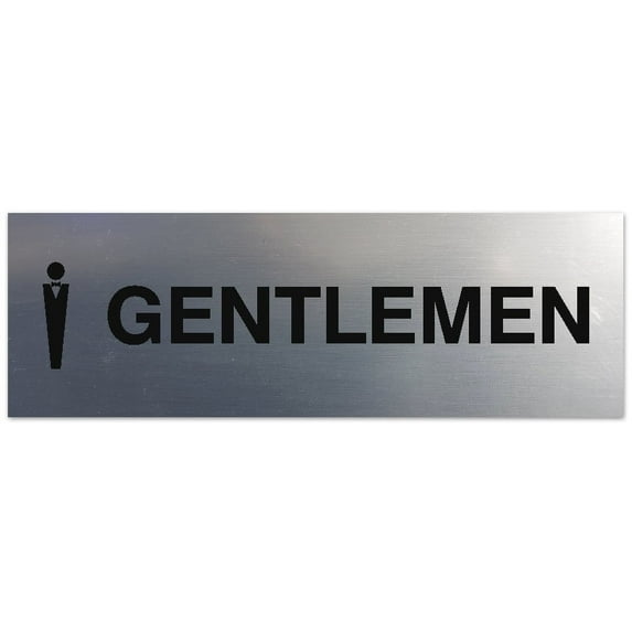 Signs ByLITA Basic Gentlemen Figurine Sign - Laser-Engraved Lettering | Durable ABS Plastic | Vibrant Colors | Powerful Foam Tape (Brushed Silver) - Large