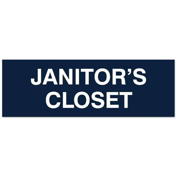 Signs ByLITA Basic Janitor's Closet Sign - Laser-Engraved Lettering | Durable ABS Plastic | Vibrant Colors | Powerful Foam Tape (Navy Blue / White) - Large
