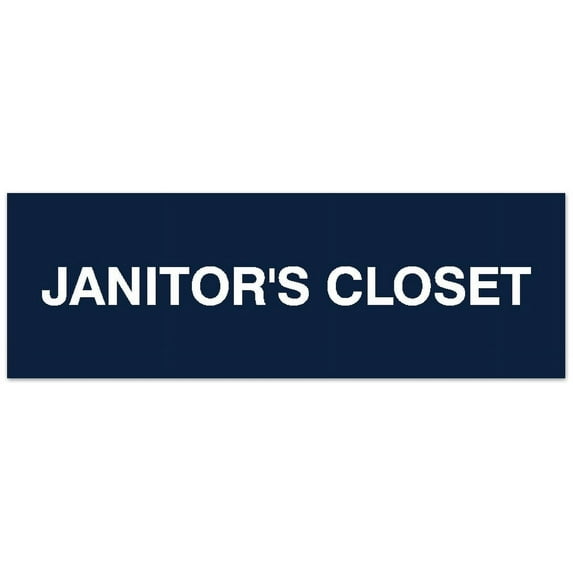 Signs ByLITA Basic Janitor's Closet Sign - Laser-Engraved Lettering | Durable ABS Plastic | Vibrant Colors | Powerful Foam Tape (Navy Blue / White) - Medium