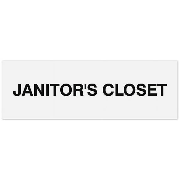 Signs ByLITA Basic Janitor's Closet Sign - Laser-Engraved Lettering | Durable ABS Plastic | Vibrant Colors | Powerful Foam Tape (White) - Small