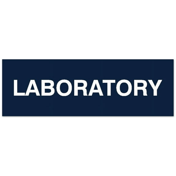 Signs ByLITA Basic Laboratory Sign - Laser-Engraved Lettering | Durable ABS Plastic | Vibrant Colors | Powerful Foam Tape (Navy Blue / White) - Small