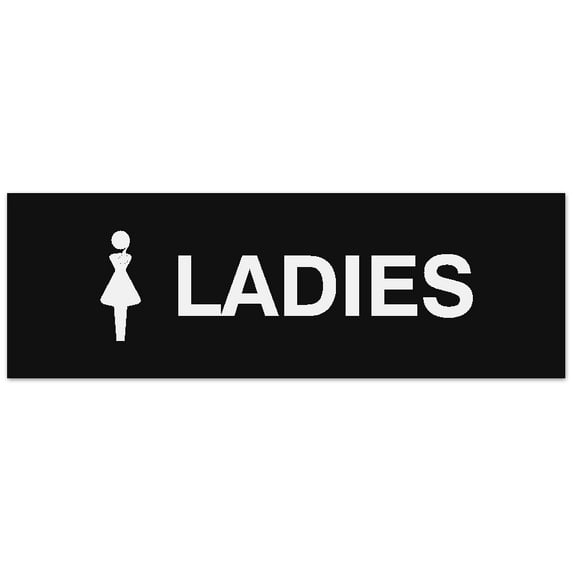 Signs ByLITA Basic Ladies Figurine Sign - Laser-Engraved Lettering | Durable ABS Plastic | Vibrant Colors | Powerful Foam Tape (Black) - Small