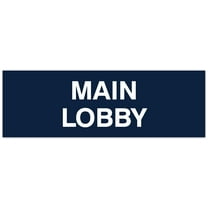 Signs ByLITA Basic Main Lobby Sign - Laser-Engraved Lettering | Durable ABS Plastic | Vibrant Colors | Powerful Foam Tape (Navy Blue / White) - Large