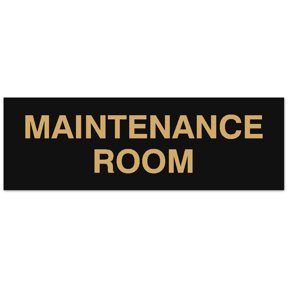 Signs ByLITA Basic Maintenance Room Sign - Laser-Engraved Lettering | Durable ABS Plastic | Vibrant Colors | Powerful Foam Tape (Black /Gold) - Small