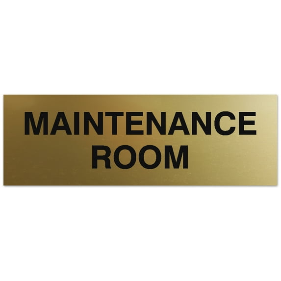Signs ByLITA Basic Maintenance Room Sign - Laser-Engraved Lettering | Durable ABS Plastic | Vibrant Colors | Powerful Foam Tape (Brushed Gold) - Medium