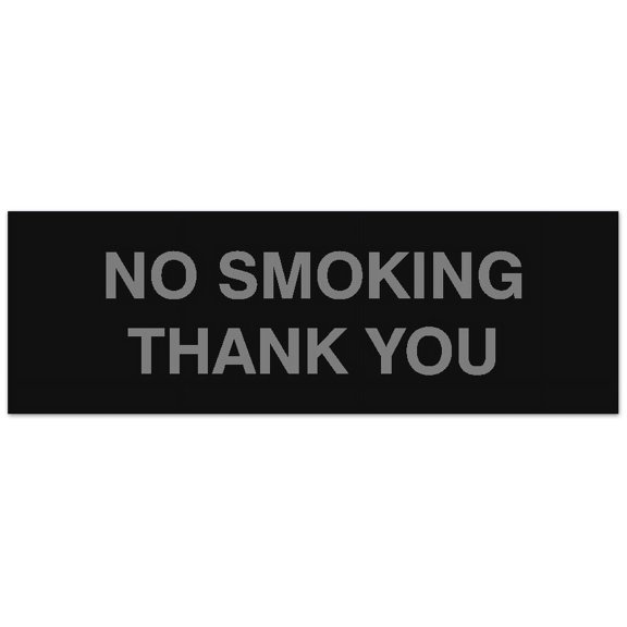 Signs ByLITA Basic No Smoking Thank You Sign - Laser-Engraved Lettering | Durable ABS Plastic | Vibrant Colors | Powerful Foam Tape (Black / Silver) - Small