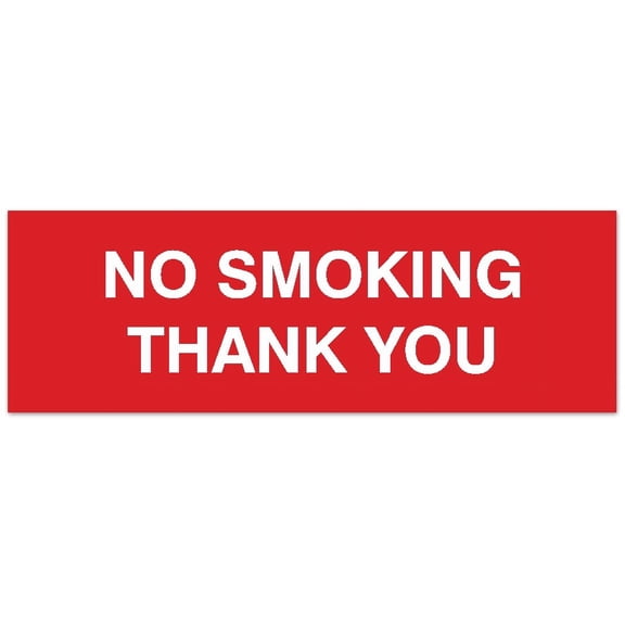 Signs ByLITA Basic No Smoking Thank You Sign - Laser-Engraved Lettering | Durable ABS Plastic | Vibrant Colors | Powerful Foam Tape (Red) - Small