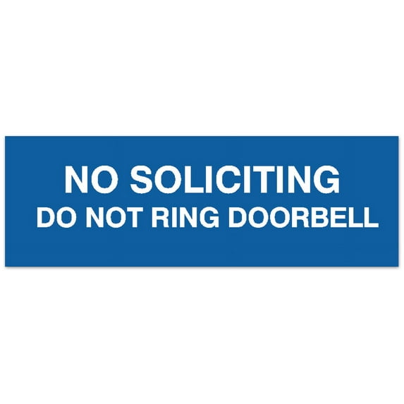 Signs ByLITA Basic No Soliciting do not ring doorbell Sign - Laser-Engraved Lettering | Durable ABS Plastic | Vibrant Colors | Powerful Foam Tape (Blue) - Medium
