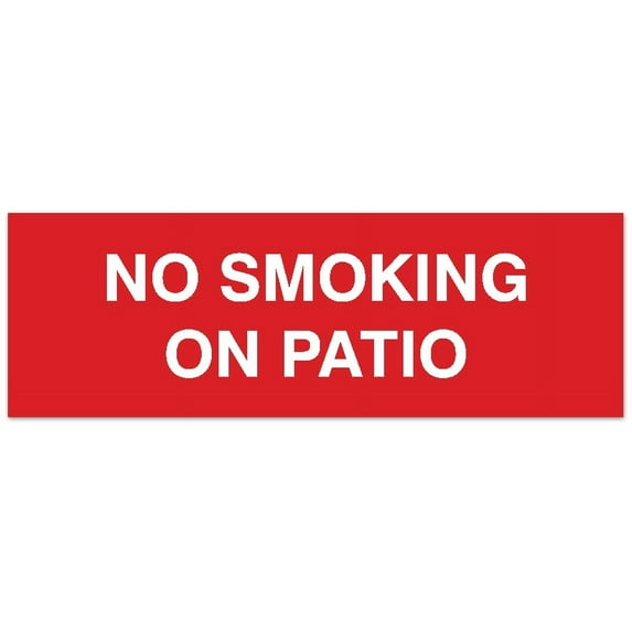 Signs ByLITA Basic No smoking on patio Sign - Laser-Engraved Lettering | Durable ABS Plastic | Vibrant Colors | Powerful Foam Tape (Red) - Large