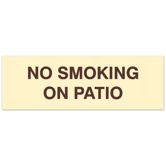 Signs ByLITA Basic No smoking on patio Sign - Laser-Engraved Lettering | Durable ABS Plastic | Vibrant Colors | Powerful Foam Tape (Ivory/Dark Brown) - Large
