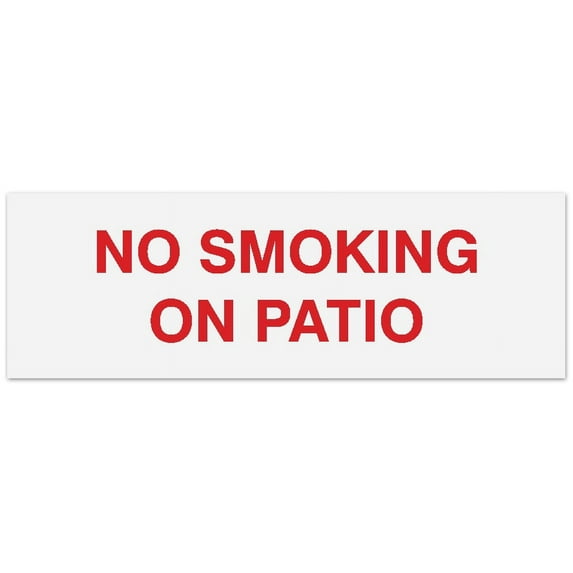 Signs ByLITA Basic No smoking on patio Sign - Laser-Engraved Lettering | Durable ABS Plastic | Vibrant Colors | Powerful Foam Tape (White/Red) - Large