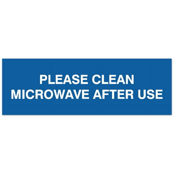 Signs ByLITA Basic Please clean microwave after use Sign - Laser-Engraved Lettering | Durable ABS Plastic | Vibrant Colors | Powerful Foam Tape (Blue) - Large