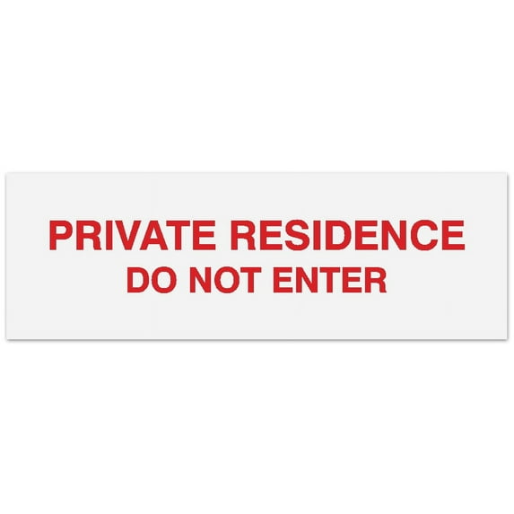Signs ByLITA Basic Private Residence Do Not Enter Sign - Laser-Engraved Lettering | Durable ABS Plastic | Vibrant Colors | Powerful Foam Tape (White/Red) - Large