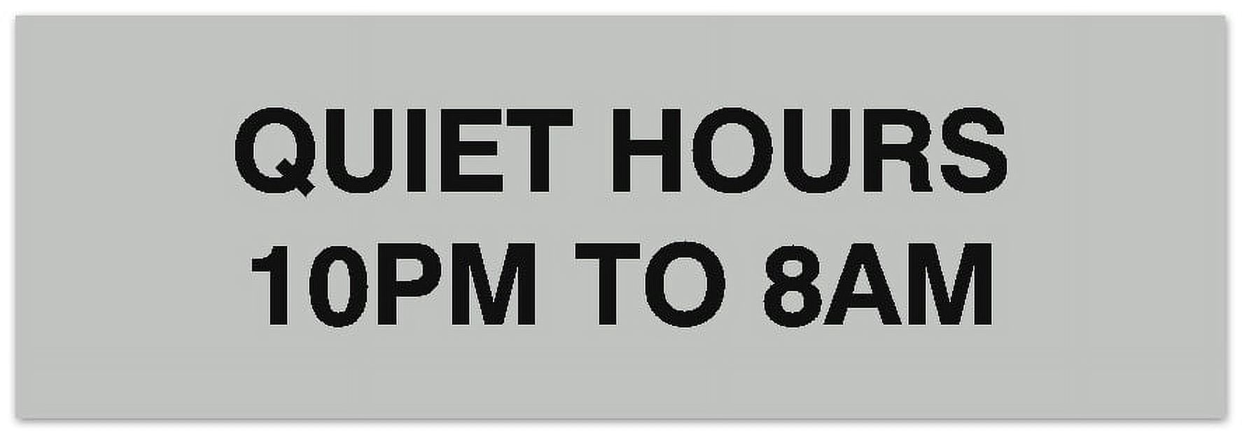Signs ByLITA Basic Quiet Hours 10pm to 8am Sign - Laser-Engraved ...