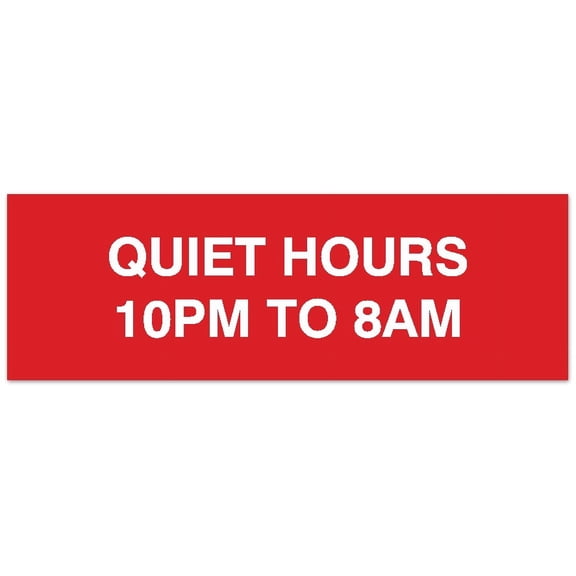Signs ByLITA Basic Quiet Hours 10pm to 8am Sign - Laser-Engraved Lettering | Durable ABS Plastic | Vibrant Colors | Powerful Foam Tape (Red) - Medium