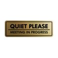 thumbnail image 1 of Signs ByLITA Basic Quiet Please Meeting in Progress Sign (Brushed Gold) - Small, 1 of 6