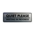 thumbnail image 1 of Signs ByLITA Basic Quiet Please Meeting in Progress Sign (Brushed Silver) - Large, 1 of 6