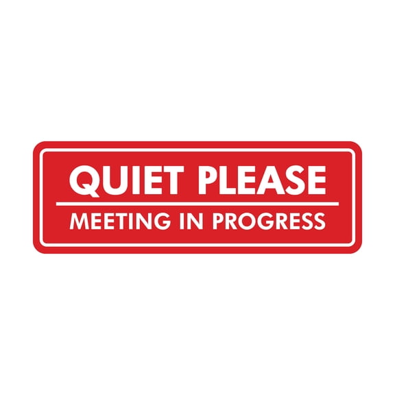 Signs ByLITA Basic Quiet Please Meeting in Progress Sign (Red) - Large