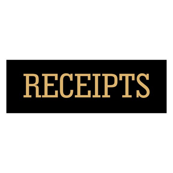 Signs ByLITA Basic Receipts Sign (Black /Gold) - Small