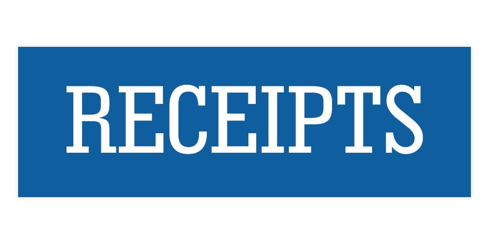 Signs ByLITA Basic Receipts Sign (Blue) - Large - Walmart.com