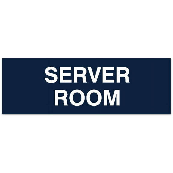 Signs ByLITA Basic Server Room Sign - Laser-Engraved Lettering | Durable ABS Plastic | Vibrant Colors | Powerful Foam Tape (Navy Blue / White) - Large