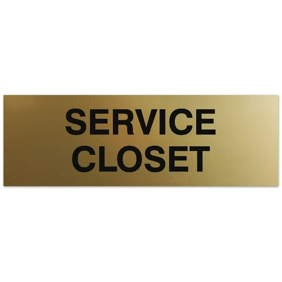 Signs ByLITA Basic Service Closet Sign - Laser-Engraved Lettering | Durable ABS Plastic | Vibrant Colors | Powerful Foam Tape (Brushed Gold) - Large