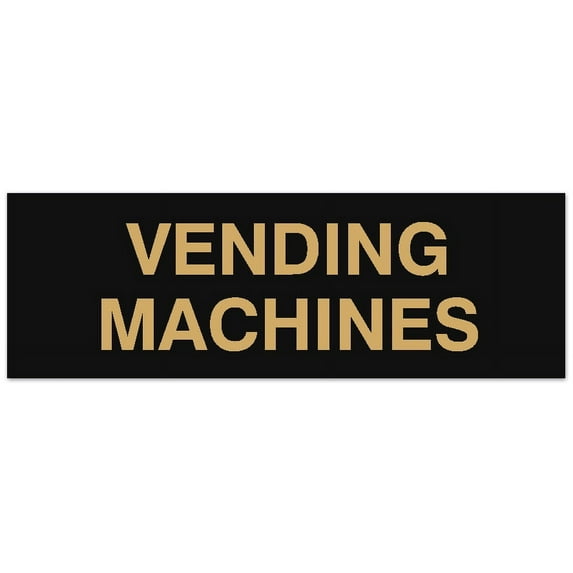 Signs ByLITA Basic Vending Machines Sign - Laser-Engraved Lettering | Durable ABS Plastic | Vibrant Colors | Powerful Foam Tape (Black /Gold) - Small