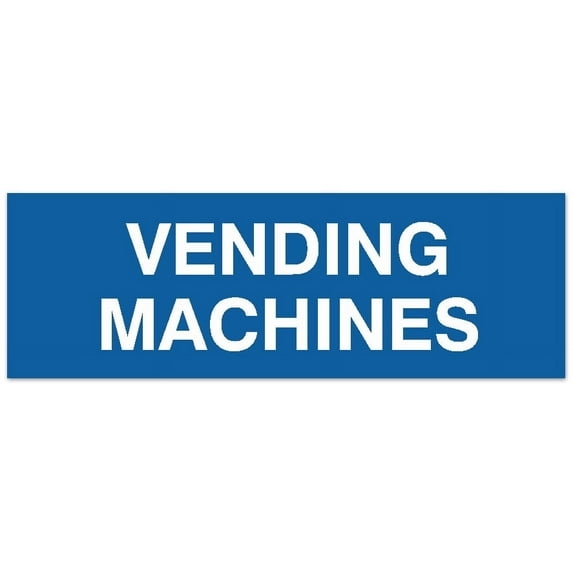 Signs ByLITA Basic Vending Machines Sign - Laser-Engraved Lettering | Durable ABS Plastic | Vibrant Colors | Powerful Foam Tape (Blue) - Medium