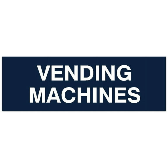 Signs ByLITA Basic Vending Machines Sign - Laser-Engraved Lettering | Durable ABS Plastic | Vibrant Colors | Powerful Foam Tape (Navy Blue / White) - Large