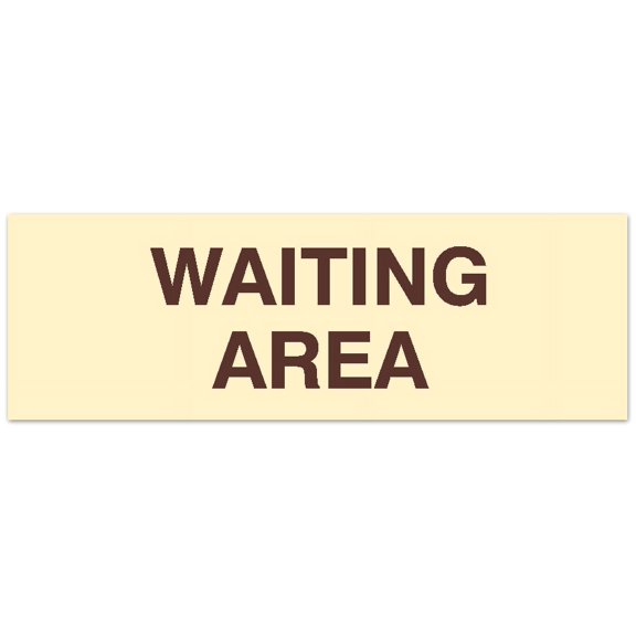 Signs ByLITA Basic Waiting Area Sign - Laser-Engraved Lettering | Durable ABS Plastic | Vibrant Colors | Powerful Foam Tape (Ivory/Dark Brown) - Small