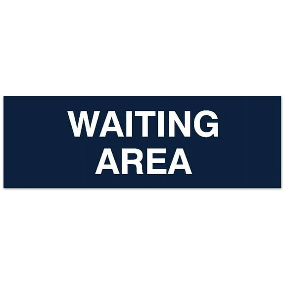 Signs ByLITA Basic Waiting Area Sign - Laser-Engraved Lettering | Durable ABS Plastic | Vibrant Colors | Powerful Foam Tape (Navy Blue / White) - Large