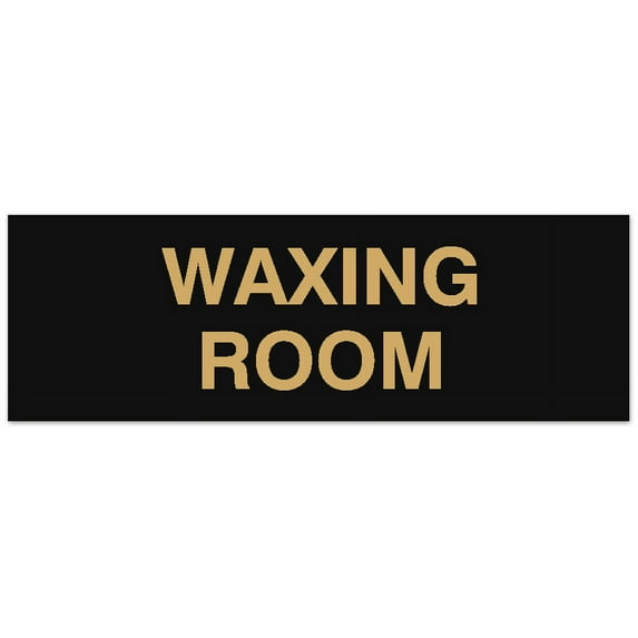 Signs ByLITA Basic Waxing Room Sign - Laser-Engraved Lettering | Durable ABS Plastic | Vibrant Colors | Powerful Foam Tape (Black /Gold) - Medium