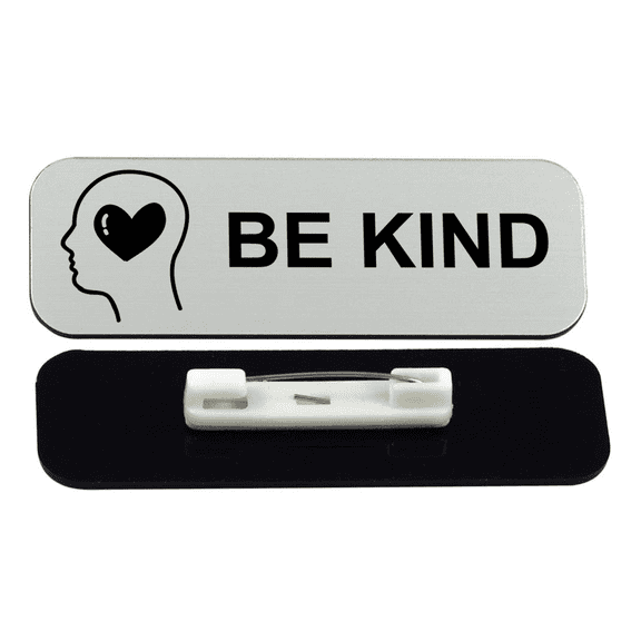 Signs ByLITA Be Kind 1 x 3" Name Tag/Badge, Silver, (3 Pack)