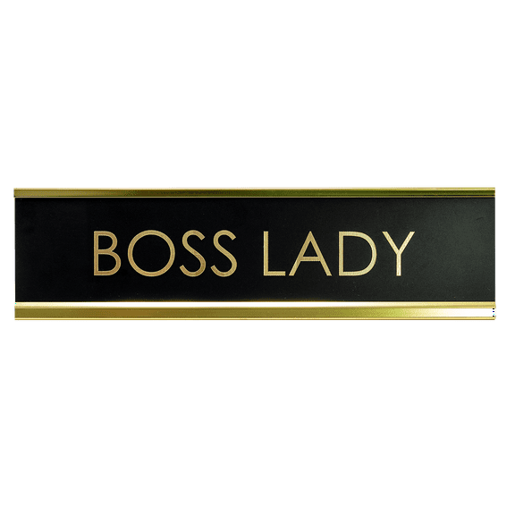 Signs ByLITA Boss Lady Black Gold Novelty Desk Sign