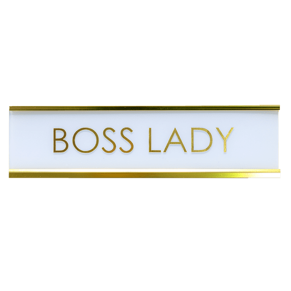 Signs ByLITA Boss Lady White Gold Novelty Desk Sign