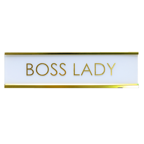 Signs ByLITA Boss Lady White Gold Novelty Desk Sign