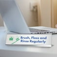 thumbnail image 1 of Signs ByLITA Brush, Floss and Rinse Regularly Dental Office Decor Silver Frame, Desk Sign (2x8“), 1 of 4