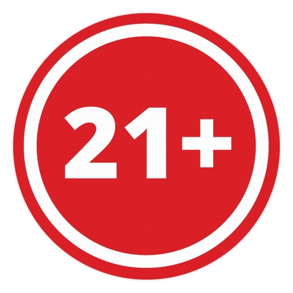 Signs ByLITA Circle 21+ Graphic Door or Wall Sign | Easy Installation | Durable Construction | Promote Health And Safety | Caution Warning Sign for Home, Business and Office Spaces Sign (Red) - Medium