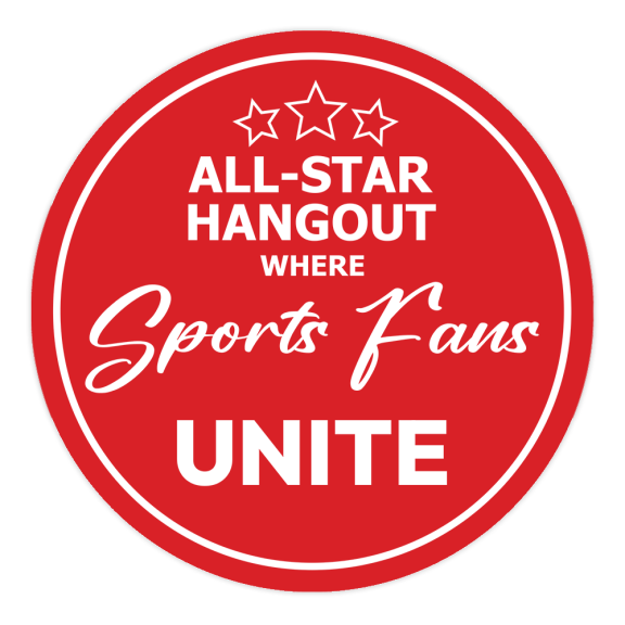 Signs ByLITA Circle All-Star Hangout: Where Sports Fans Unite ABS Plastic | Laser Engraved | Easy Installation | Elegant Design Sign (Red) - Medium