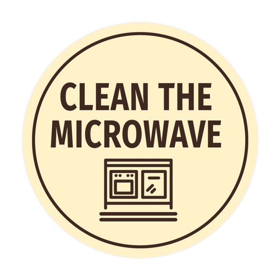 Signs ByLITA Circle Clean The Microwave Sign (Ivory/Dark Brown) - Medium