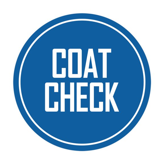 Signs ByLITA Circle Coat Check Sign (Blue) - Large
