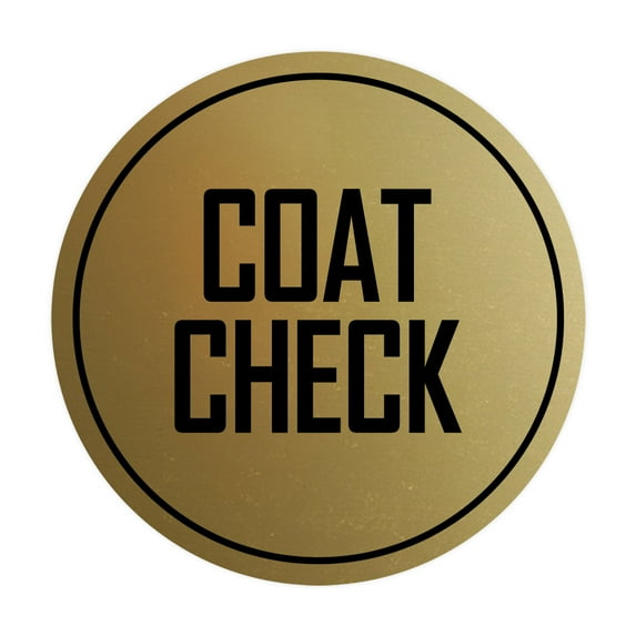 Signs ByLITA Circle Coat Check Sign (Brushed Gold) - Large
