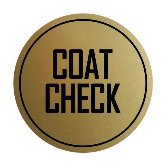 Signs ByLITA Circle Coat Check Sign (Brushed Gold) - Small