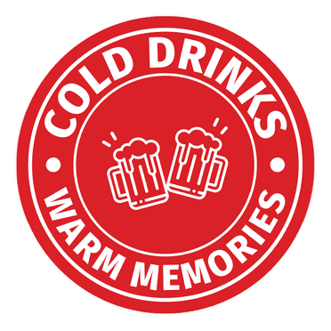 Signs ByLITA Circle Cold Drinks, Warm Memories ABS Plastic | Laser Engraved | Easy Installation | Elegant Design Sign (Red) - Large