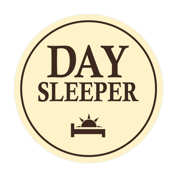 Signs ByLITA Circle Day Sleeper Sign (Ivory/Dark Brown) - Large
