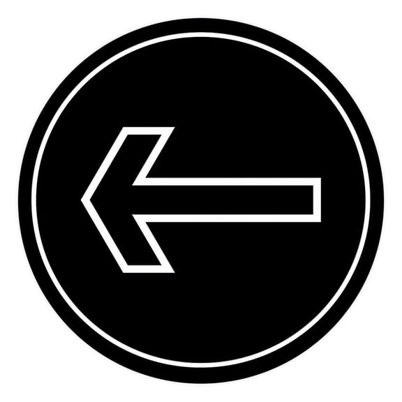 Signs ByLITA Circle Directional Arrow Left Graphic Door or Wall Sign | Easy Installation | Durable Construction | Promote Health And Safety | (Black) - Small