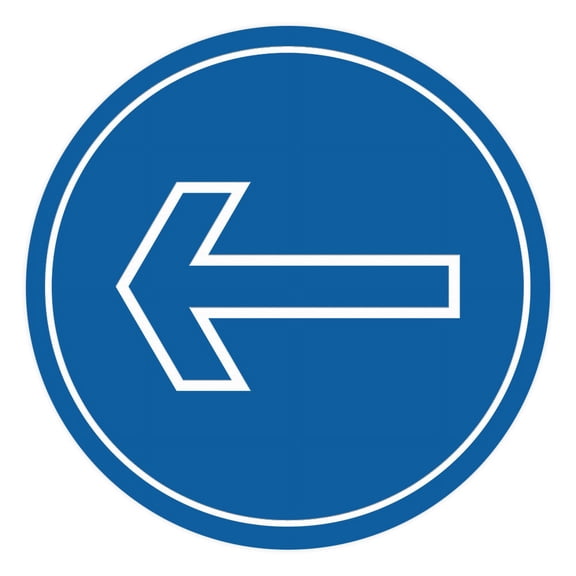 Signs ByLITA Circle Directional Arrow Left Graphic Door or Wall Sign | Easy Installation | Durable Construction | Promote Health And Safety | (Blue) - Small